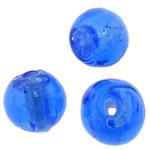 Perline di vetro Murano foglia argento, vetro lavorato, Cerchio, lamina di argento, blu acido, 8mm, Foro:Appross. 1mm, 100PC/borsa, Venduto da borsa