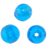Ezüst fólia Lampwork gyöngyök, Kerek, kék, 8mm, Lyuk:Kb 1.5mm, 100PC-k/Bag, Által értékesített Bag