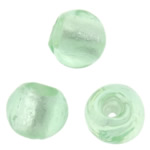Perline di vetro Murano foglia argento, vetro lavorato, Cerchio, lamina di argento, luce verde, 8mm, Foro:Appross. 1.5mm, 100PC/borsa, Venduto da borsa