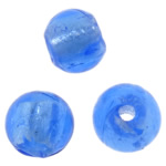 Perline di vetro Murano foglia argento, vetro lavorato, Cerchio, lamina di argento, blu acido, 6mm, Foro:Appross. 1.5mm, 100PC/borsa, Venduto da borsa