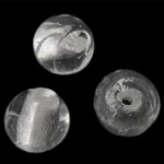 Ezüst fólia Lampwork gyöngyök, Kerek, fehér, 8mm, Lyuk:Kb 1.5mm, 100PC-k/Bag, Által értékesített Bag