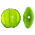 Silver Foil Lampwork Beads Flat Round olive green Approx 2mm Sold By Bag