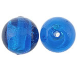 Abalorios de Cristal de Murano con Plata, Esférico, lámina de plata, ácido azul, 15.5-16x14-16mm, agujero:aproximado 2mm, 100PCs/Bolsa, Vendido por Bolsa
