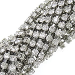 Cadena Garra de Latón con Diamantes de Imitación, metal, chapado, color de platina, libre de níquel, plomo & cadmio, 2mm, longitud 120 Yardpatio, Vendido por Grupo