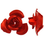 Aliuminio gėlių karoliukai, Aliuminis, Gėlė, dažytas, raudonas, 6x7x4mm, Skylė:Apytiksliai 1mm, 950kompiuteriai/Krepšys, Pardavė Krepšys