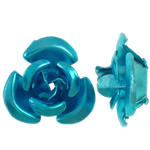 Granos de flor de aluminio, barnizado, azul, 12x11.50x6mm, agujero:aproximado 1.3mm, 950PCs/Bolsa, Vendido por Bolsa