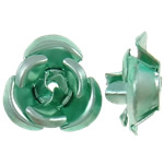 Granos de flor de aluminio, barnizado, verde, 12x11.50x6mm, agujero:aproximado 1.3mm, 950PCs/Bolsa, Vendido por Bolsa
