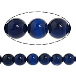 Természetes Kék achát gyöngyök, Kerek, 10mm, Lyuk:Kb 1-1.2mm, Hossz Kb 15 inch, 5Strands/Lot, Által értékesített Lot