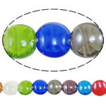 Plattierte Lampwork Perlen, flache Runde, innen Twist, gemischte Farben, 16x9mm, Bohrung:ca. 2-2.5mm, Länge ca. 13.5 ZollInch, 10SträngeStrang/Menge, ca. 25PCs/Strang, verkauft von Menge