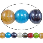 Perles murano plaquées, chalumeau, Rond, Plaquage normal, couleurs mélangées, 14mm, Trou:Environ 2-2.5mm, Longueur 12.5 pouce, 10Strandstoron/lot, Vendu par lot