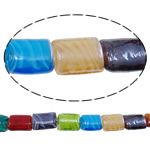 Szklane koraliki platerowane, Lampwork, Prostokąt, Powlekane, mieszane kolory, 21x16mm, otwór:około 2-2.5mm, długość 16.5 cal, 10nici/wiele, sprzedane przez wiele