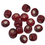 Perles de verre ligné argent, perles de rocaille en verre, rondelle, rouge foncé, 3x3.60mm, Trou:Environ 1mm, Vendu par sac