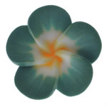 Polymer Clay Gyöngyök, Virág, zöld, 22x22.50x10mm, Lyuk:Kb 2mm, 100PC-k/Bag, Által értékesített Bag