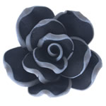Polymer Clay Gyöngyök, Virág, fekete, 29x29.50x14mm, Lyuk:Kb 2.5mm, 100PC-k/Bag, Által értékesített Bag