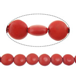 Turkos pärlor, Syntetisk Turkos, Flat Round, röd, 10x10x5.50mm, Hål:Ca 1mm, Längd Ca 16.3 inch, 20Strands/Lot, Säljs av Lot