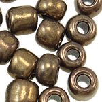 Pläterad Glass Seed Beads, Rund, gyllene, 3x3.60mm, Hål:Ca 1mm, Säljs av Bag