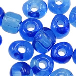 Διαφανείς γυάλινες χάντρες Seed, Χάντρες από γυαλί Seed, ημιδιαφανής, μπλε, 3x3.60mm, Τρύπα:Περίπου 1mm, Sold Με τσάντα