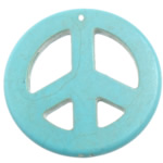 Wisiorek z turkusem, Turkus syntetyczny, Logo Peace (pokój), jasnoniebieski, 55x55x5mm, otwór:około 1.2mm, 50komputery/wiele, sprzedane przez wiele