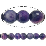 Natural Purple akaatti helmiä, Pyöreä, kone kasvot & raita, 8mm, Reikä:N. 2mm, Pituus N. 15 tuuma, 5säikeet/erä, N. 47PC/Strand, Myymät erä