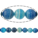 Natürliche blaue Achat Perlen, Blauer Achat, rund, Maschine facettiert & Streifen, 10mm, Bohrung:ca. 2mm, Länge ca. 15 ZollInch, 5SträngeStrang/Menge, ca. 38PCs/Strang, verkauft von Menge