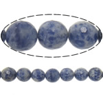 Blauer Tupfen Stein Perlen, blauer Punkt, rund, Maschine facettiert, 12mm, Bohrung:ca. 2mm, Länge ca. 15 ZollInch, 5PCs/Menge, ca. 32PCs/Strang, verkauft von Menge