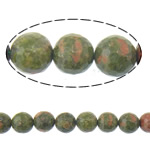 Unakite Beads, Runde, facetteret, 8mm, Hole:Ca. 1mm, Længde 15 inch, 10Strands/Lot, Ca. 46pc'er/Strand, Solgt af Lot