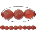 Luonnollinen punainen akaatti helmiä, Pyöreä, kone kasvot, 6mm, Reikä:N. 1.5mm, Pituus N. 15 tuuma, 10säikeet/erä, N. 63PC/Strand, Myymät erä