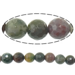 Naturlige indiske agat perler, Indiske Agate, Runde, maskine facetteret, 6mm, Hole:Ca. 1.5mm, Længde Ca. 15 inch, 10Strands/Lot, Ca. 63pc'er/Strand, Solgt af Lot