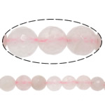 Naturlige rosenkvarts perler, Rose Quartz, Runde, facetteret, 6mm, Hole:Ca. 2mm, Længde Ca. 15 inch, 10Strands/Lot, Ca. 63pc'er/Strand, Solgt af Lot