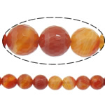 Natural Red Agate Beads, Round, machine faceted & stripe, 14mm, Hole:Approx 1.2-1.5mm, Length:15.5 Inch, 5Strands/Lot, Sold By Lot
