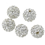 Perles d'argile Pave strass, argile, Rond, avec 48 pcs strass, 8mm, PP12, Trou:Environ 1.5mm, 100PC/lot, Vendu par lot