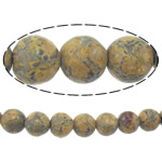 Leopard Skin Stone, Pyöreä, luonnollinen, 6mm, Reikä:N. 1.5mm, Pituus N. 15 tuuma, 10säikeet/erä, N. 60PC/Strand, Myymät erä