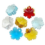 Pingentes de cristal, Flor, cores misturadas, 12.50x14x8.50mm, Buraco:Aprox 1mm, 10PCs/Bag, vendido por Bag