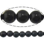 Perles en pierre noire, Rond, 4mm, Trou:Environ 0.8mm, Longueur Environ 15 pouce, 10Strandstoron/lot, Environ 90PC/brin, Vendu par lot