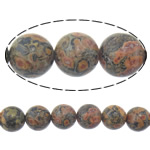 Leopard Skin Stone, Pyöreä, luonnollinen, 6mm, Reikä:N. 0.8mm, Pituus N. 15 tuuma, 20säikeet/erä, N. 60PC/Strand, Myymät erä