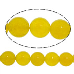 Jade Perlen, weiße Jade, rund, glatt, gelb, 6mm, Bohrung:ca. 0.8mm, Länge ca. 15 ZollInch, 30SträngeStrang/Menge, ca. 60PCs/Strang, verkauft von Menge