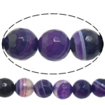 Natuurlijke Purple Agaat kralen, Paarse Agaat, Ronde, machine geslepen & streep, 16mm, Gat:Ca 1-1.5mm, Lengte 15 inch, 5strengen/Lot, Verkocht door Lot