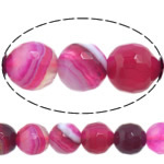 Natürliche Rosa Achat Perlen, rund, Maschine facettiert & Streifen, 8mm, Bohrung:ca. 0.8-1mm, Länge 15 ZollInch, 10SträngeStrang/Menge, verkauft von Menge