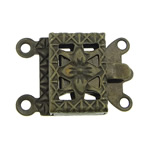 Cierre de Caja en Metal, Rectángular, chapado en color bronce antiguo, 2-sarta, libre de níquel, plomo & cadmio, 10x7x2.50mm, agujero:aproximado 1mm, 300PCs/Bolsa, Vendido por Bolsa