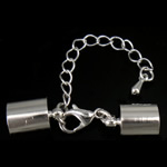 Brass Lobster Claw Cord Clasp platinum color plated with end cap 42mm Approx 8.5mm Sold By Lot