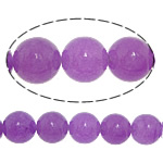 Perles en jade, blanc de jade, Rond, lisse, violet, 6mm, Trou:Environ 1mm, Longueur Environ 15 pouce, 30Strandstoron/lot, Environ 60PC/PC, Vendu par lot
