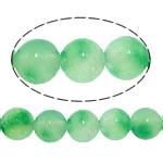 Jade kralen, Jade Wit, Ronde, glad, groen, 6mm, Gat:Ca 0.8mm, Lengte Ca 15 inch, 30strengen/Lot, Ca 60pC's/Strand, Verkocht door Lot