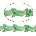 Handgemaakte Lampwork Beads, Groente, groen, 26x18x7mm, Gat:Ca 2-4mm, 20pC's/Strand, Per verkocht 18.9 inch Strand
