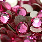Cabochons en cristal, dôme, dos plat & facettes, rose, grade A, 3.0-3.2mm, 10Grossesdouze douzaines/sac, 144PC/brut, Vendu par sac