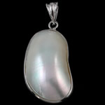 Freshwater Pearl Pendants Shell with Zinc Alloy natural mixed white Approx Sold By PC