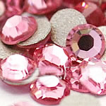 Cabochões de cristal, Cúpula, traseira plana & facetada, rosa claro, Grade A, 2.4-2.5mm, 10Grossesgrosso/Bag, 144PCs/Gross, vendido por Bag