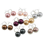 South Sea Shell Earring brass earring clip Round mixed colors Sold By Bag