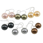 Zinc Alloy Drop Earring, messing oorbel haak, Ronde, gemengde kleuren, 12x30mm, 5paren/Bag, Verkocht door Bag