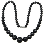 Agate Necklace, Black Agate, Tibetan Style screw clasp, Round, 6-12mm, Length:18 Inch, 10Strands/Lot, Sold By Lot