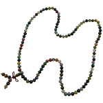 Agate Necklace, Indian Agate, with Elastic Thread, Round, 6.5mm, 8.5mm, 6.5x8.5mm, Length:28 Inch, 5Strands/Lot, Sold By Lot